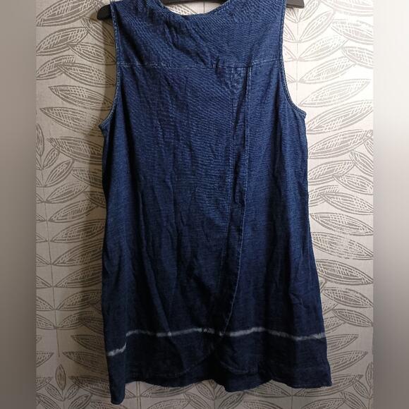 PureJill J Jill Indigo Blouse Sleeveless Tunic Length Cotton Modest Boho - Picture 3 of 7